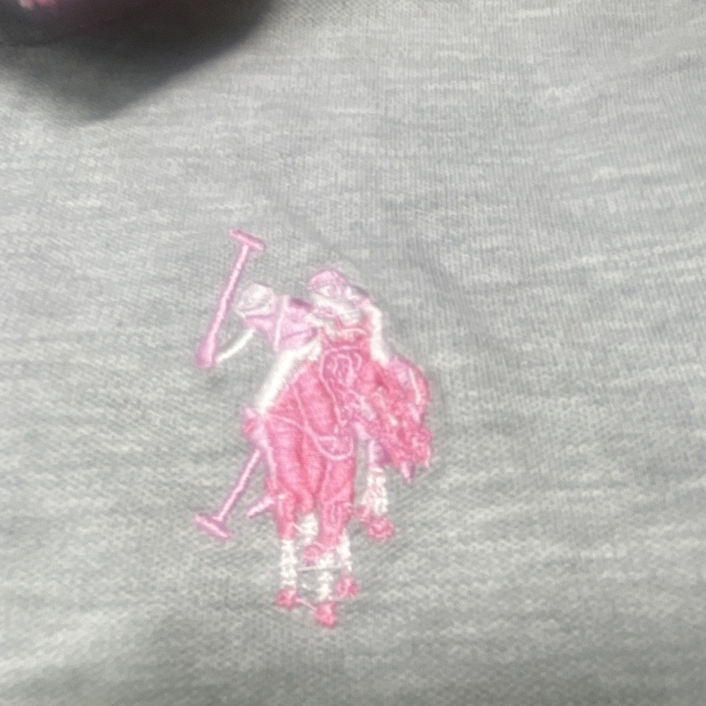 U.S. Polo Assn. Woman’s Size M Gray Shirt Dress Pink Stripes Collared Knee - Picture 3 of 5
